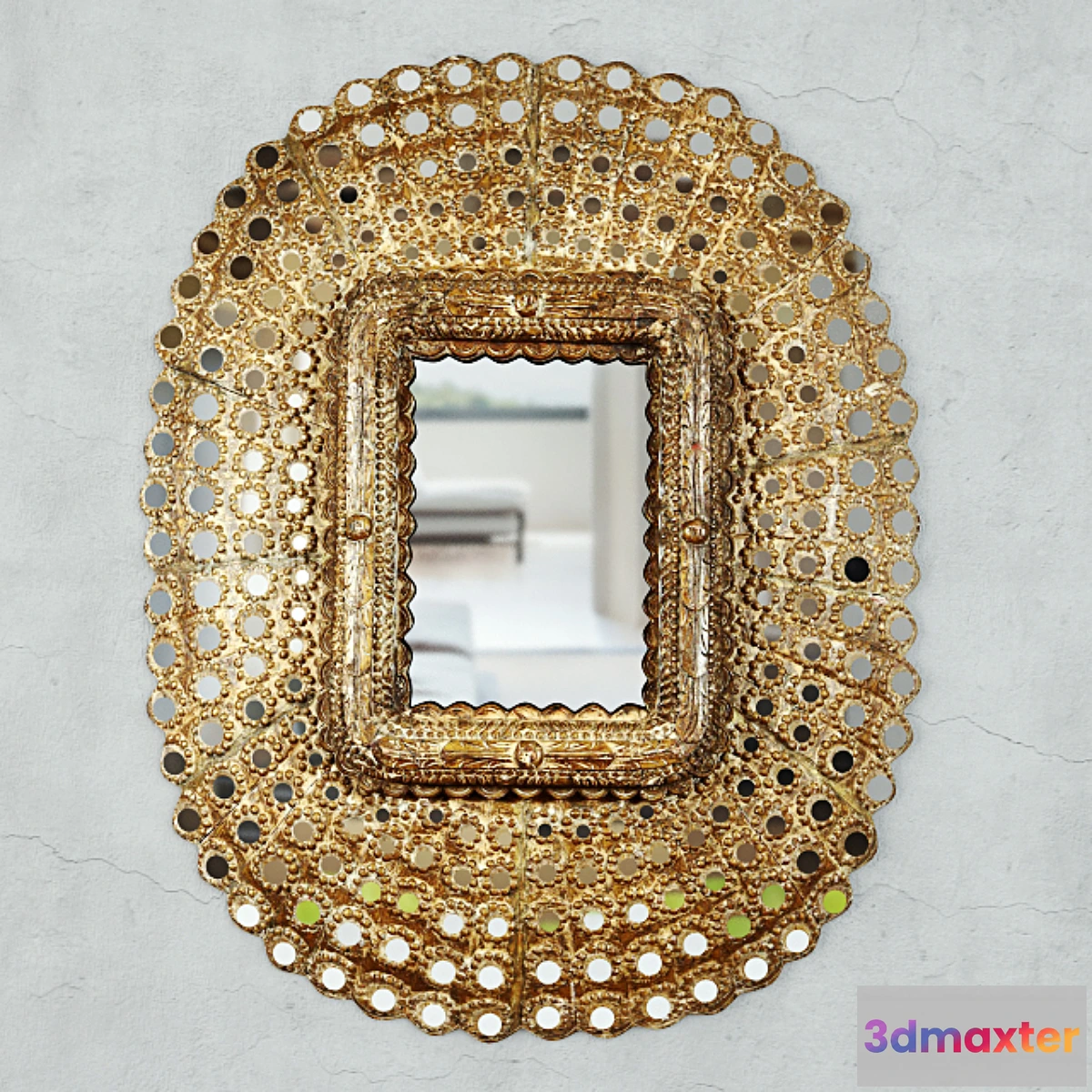 1420878 - Gilt Wood Moorish Peacock Mirror 3D Max