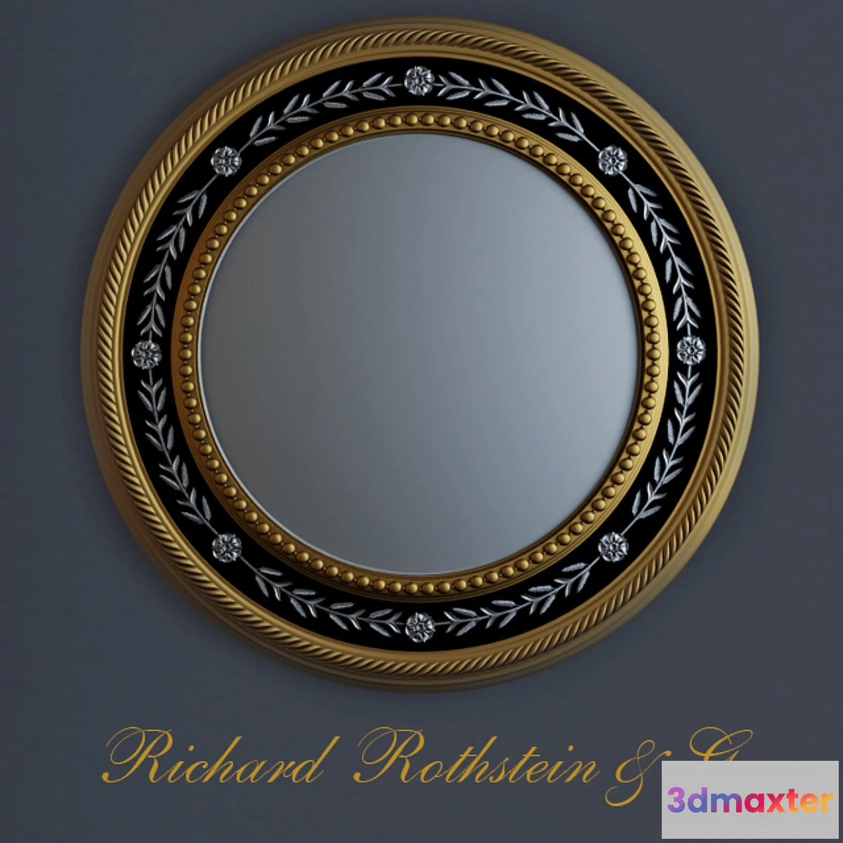 1424996 - Elegant Silver and Gold Round Mirror 3D Max