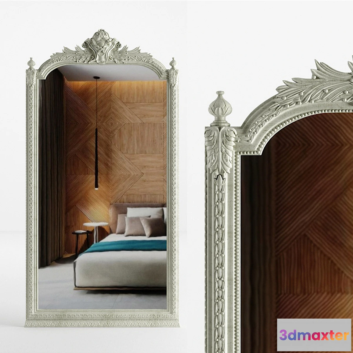 1431320 - Baroque floor carved mirror 3D Max