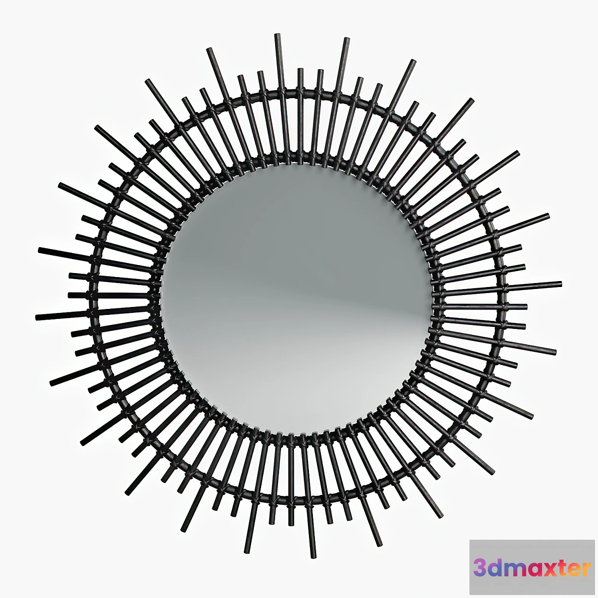 1436272 - Soleil mirror in black lacquered rattan 3D Max