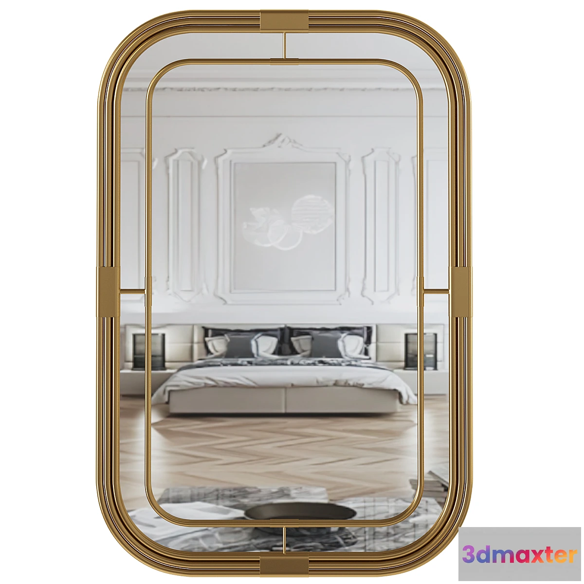 1443404 - Mirror 28″W x 42″H Rectangle Metal Piping 3D Max