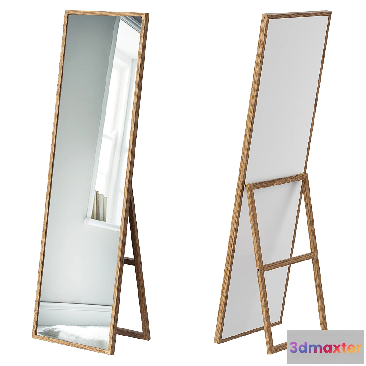 1457996 - Cox & Cox Oak Full Length Standing Mirror 3D Max