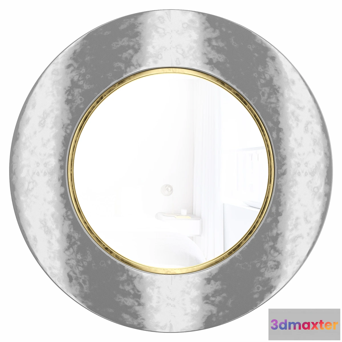 1477768 - Round mirror in white frame Porter White 3D Max