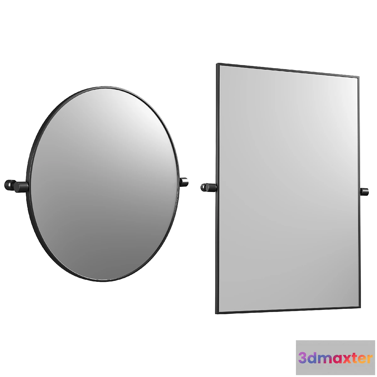 1478900 - Blaine Matte Black Round Pivot Wall Mirror 24 3D Max