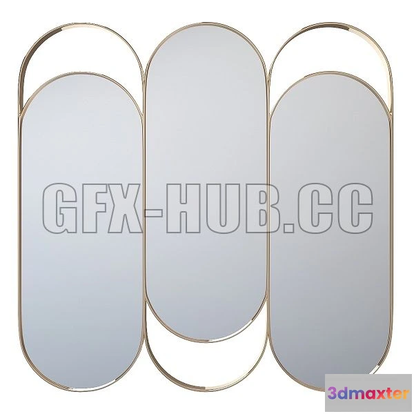 1561846 - Triple Mirror in Brass Alama La Redoute 3D Max
