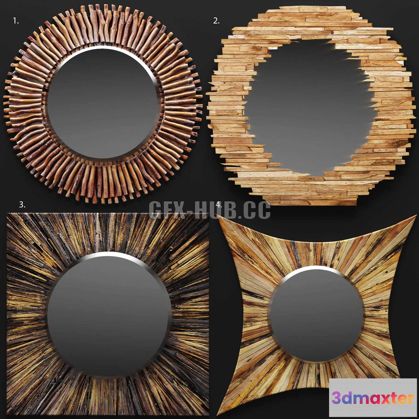 1568276 - A set of mirrors tree 3D Max