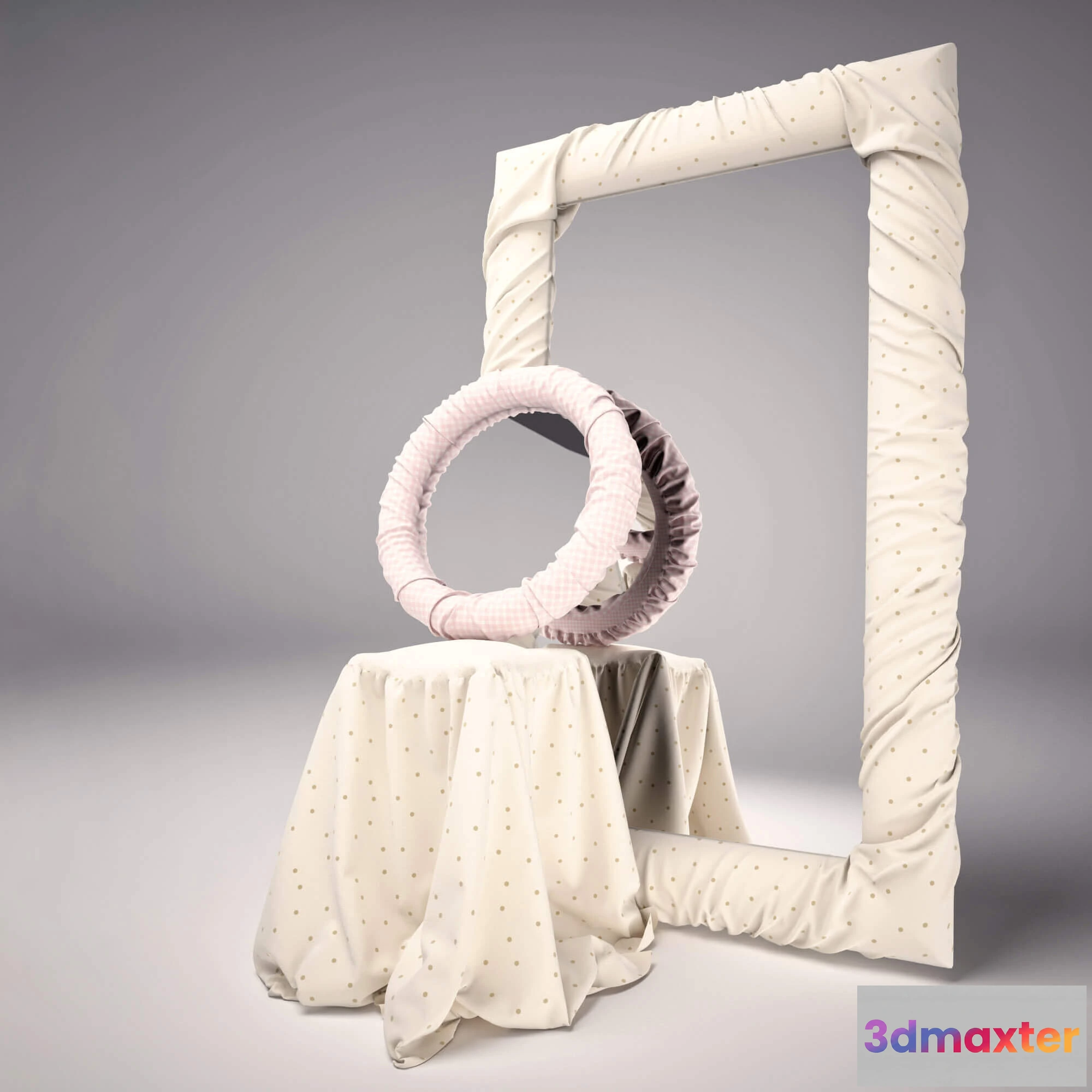 1600546 - decoration - Mirrors and pouf DOLFI 7 3D Max