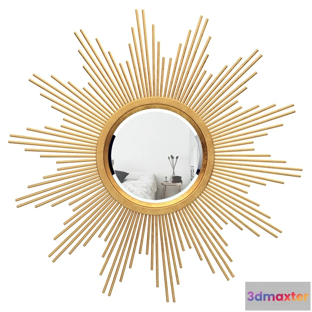 1600752 - decoration - Glasser metal starburst wall mirror vark 7277 3D Max