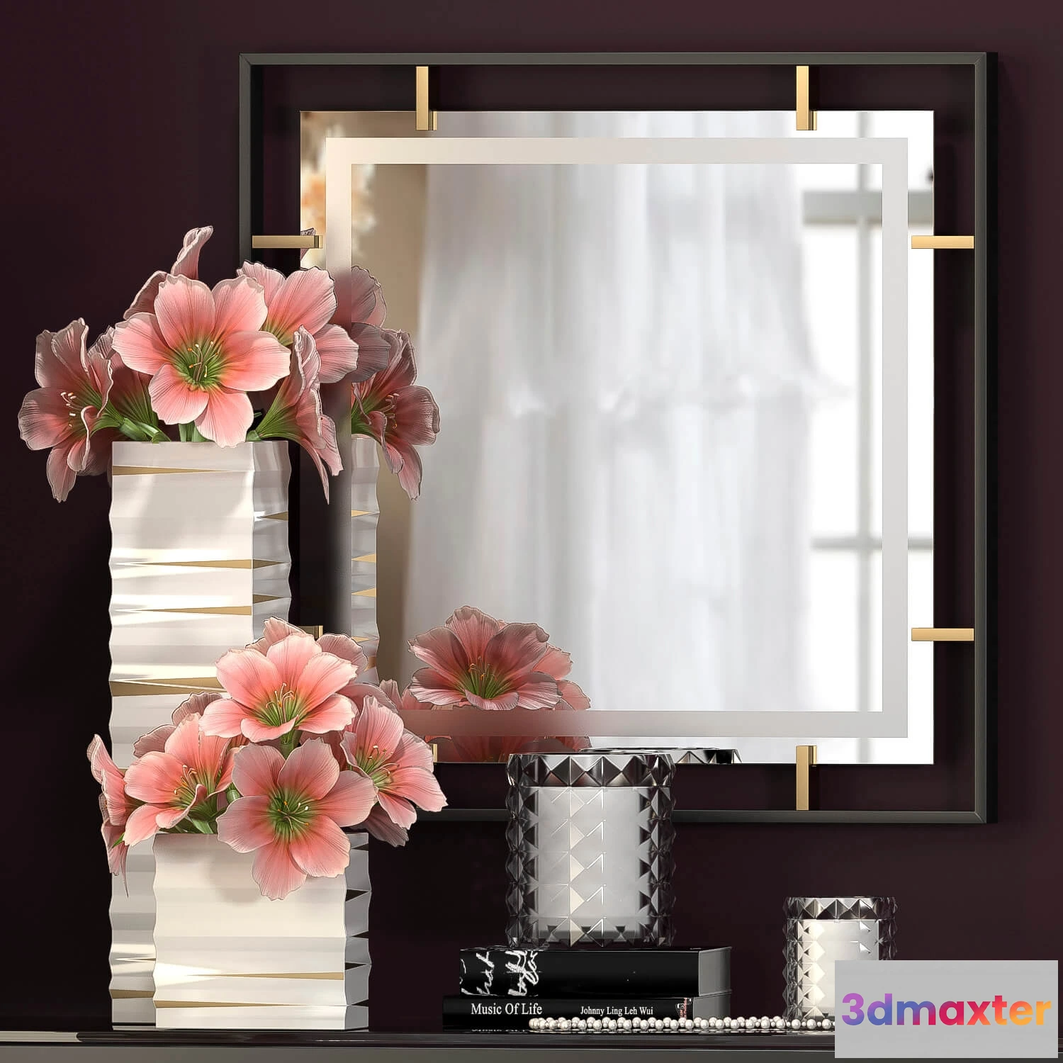 1600826 - decoration - Decorative  flower vase set 5 3D Max