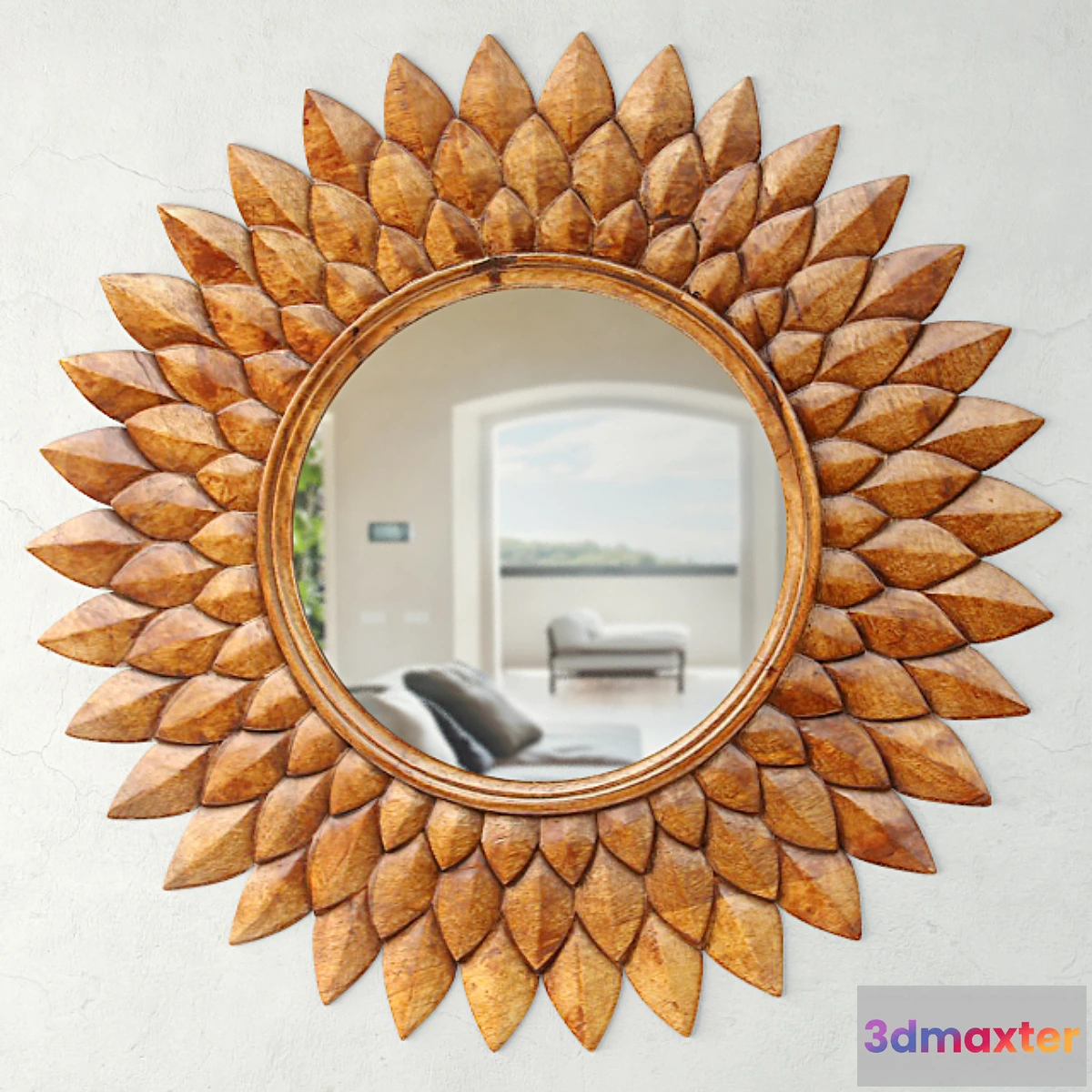 581190 - Round Carved Lotus Mirror