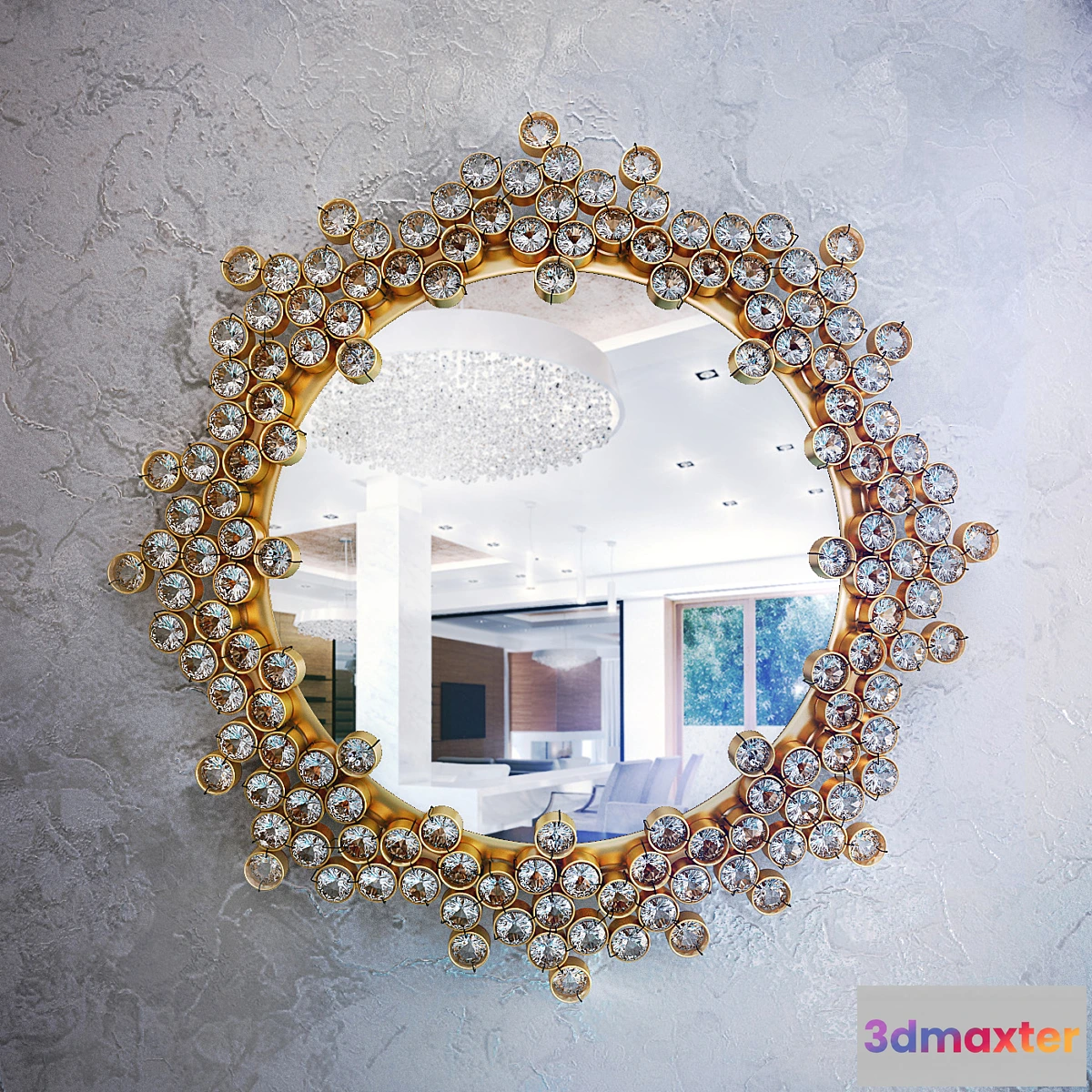 643237 - Petit Palwa Gilded Brass and Crystal Mirror