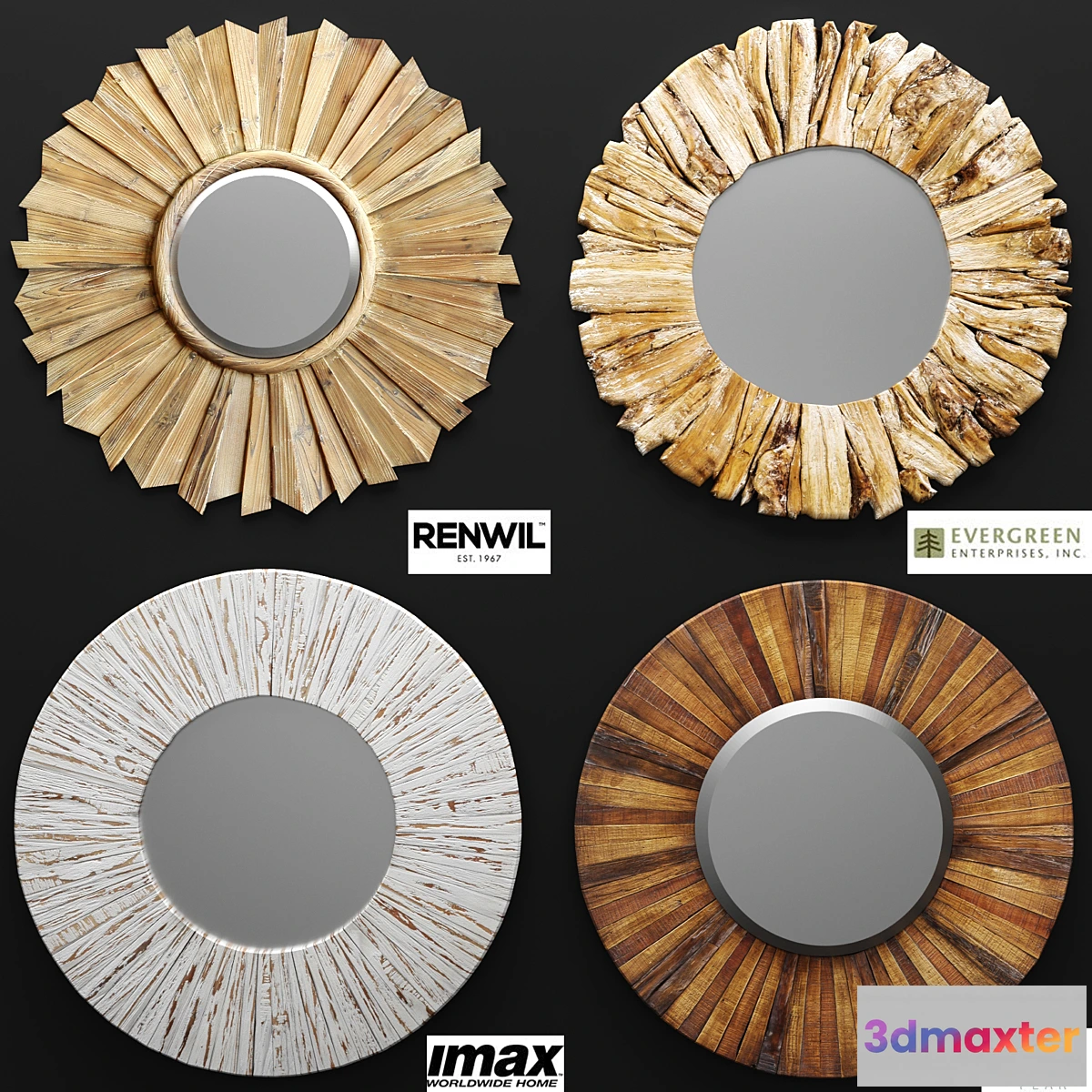 653157 - A set of mirrors. Wooden boards sun eco eco design