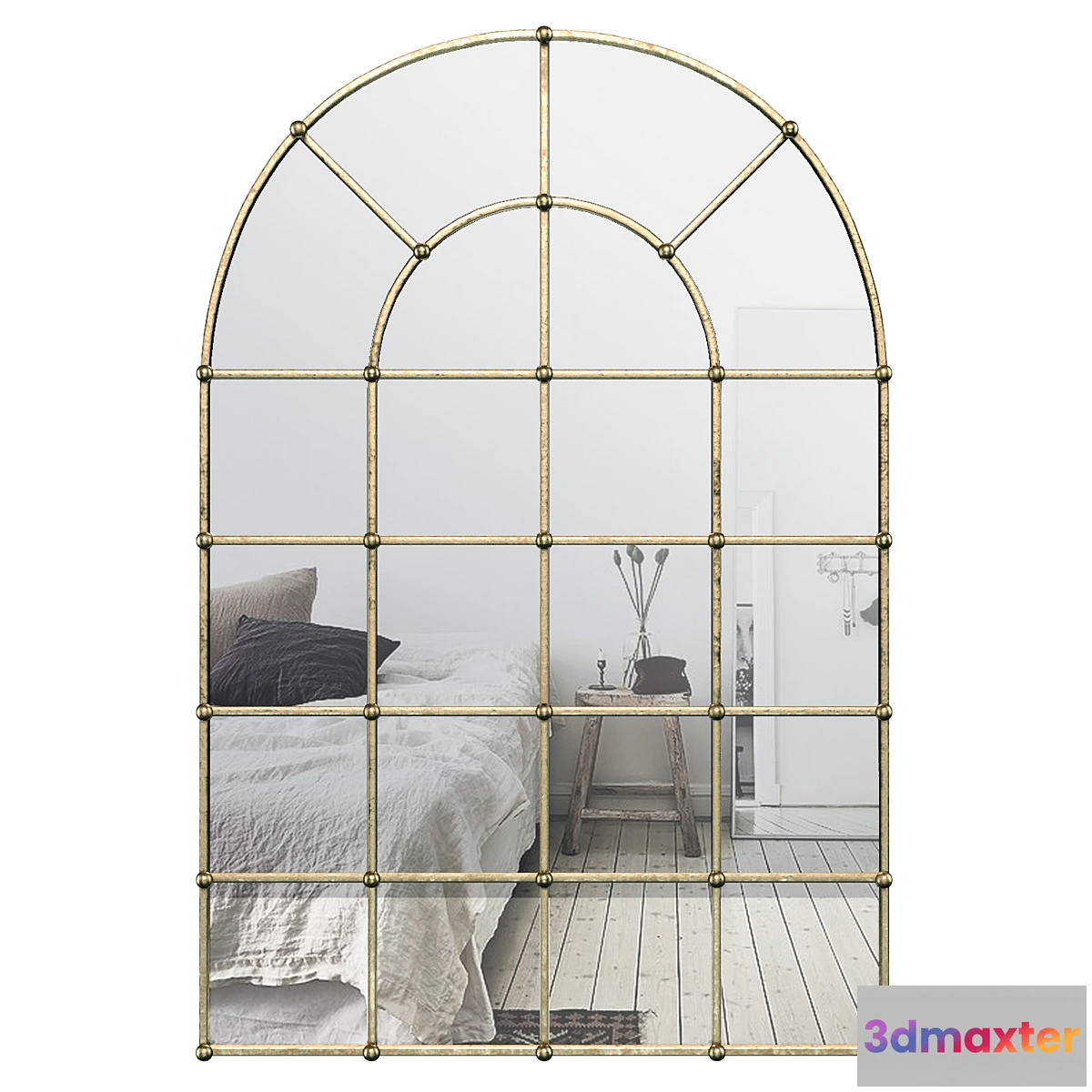 656191 - Metal Arch Window Wall Mirror OAWY8570 - No.2