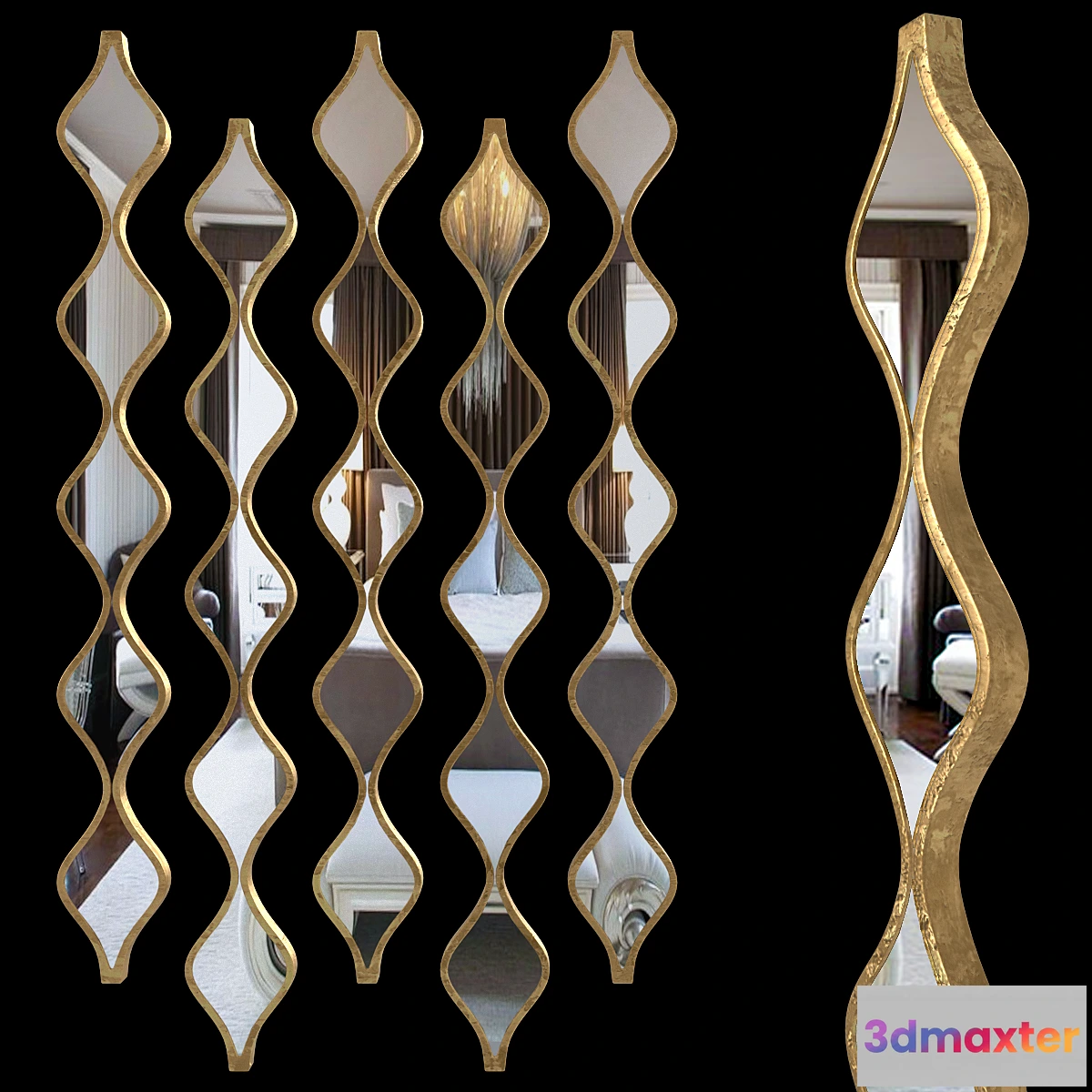 660517 - Single Gold Teardrop Panel Mirror