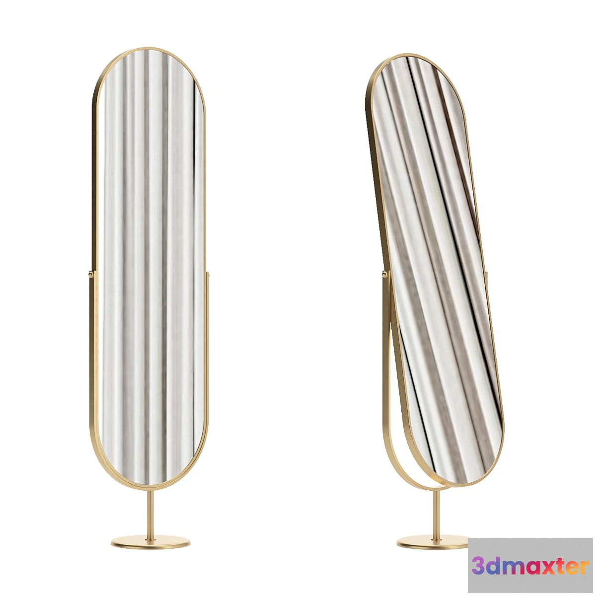 704204 - Mirror in a golden frame floor swivel oval