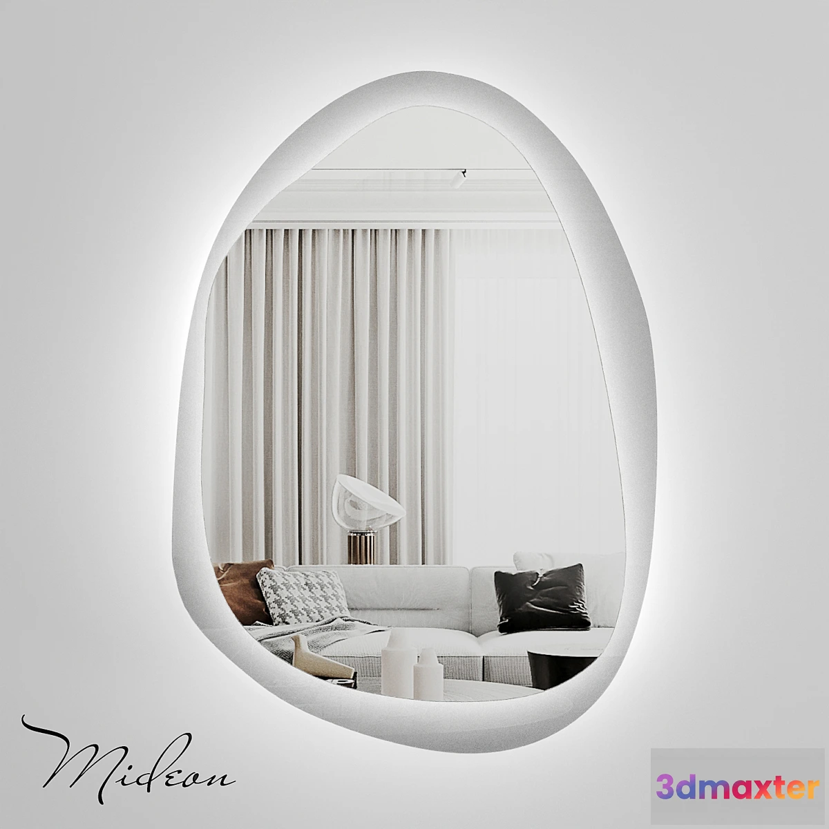 784918 - Designer mirror with backlight Mideon Transparent “Darkside” LED OM