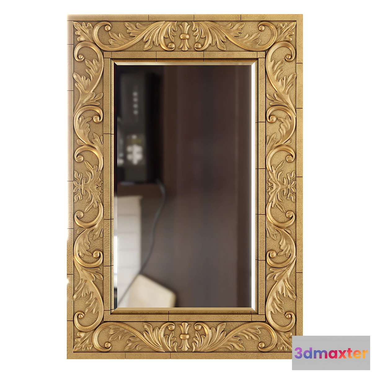 828058 - Hamilton Hills Large Gold Antique Inlay Baroque Styled Framed Mirror  Aged - No.3