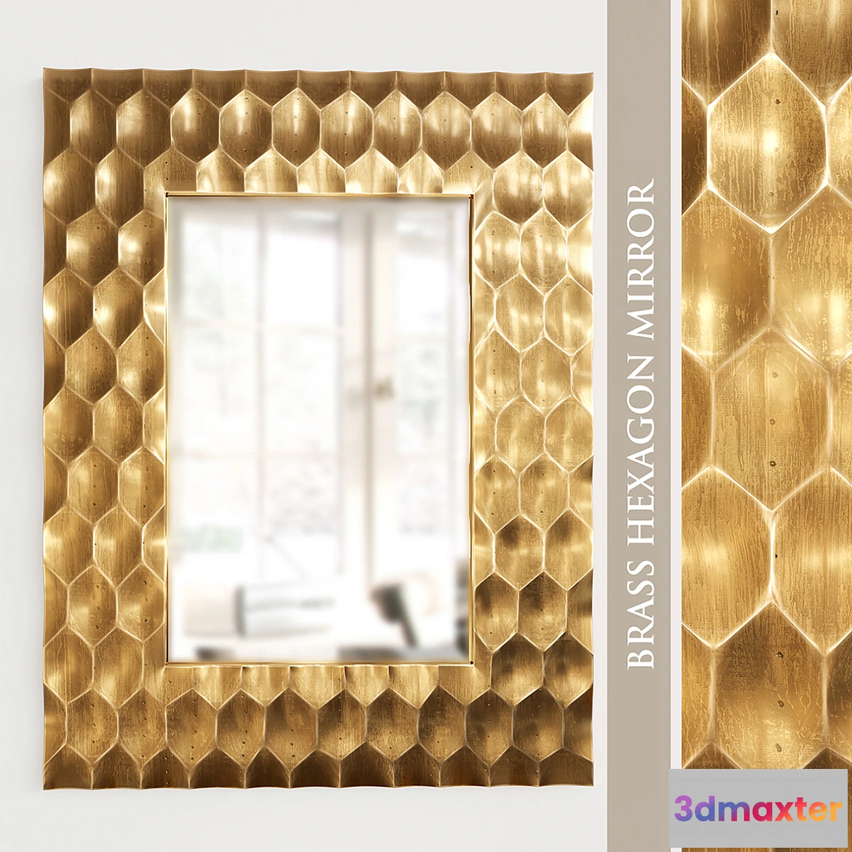 869997 - Brass Hexagon Mirror - No.4