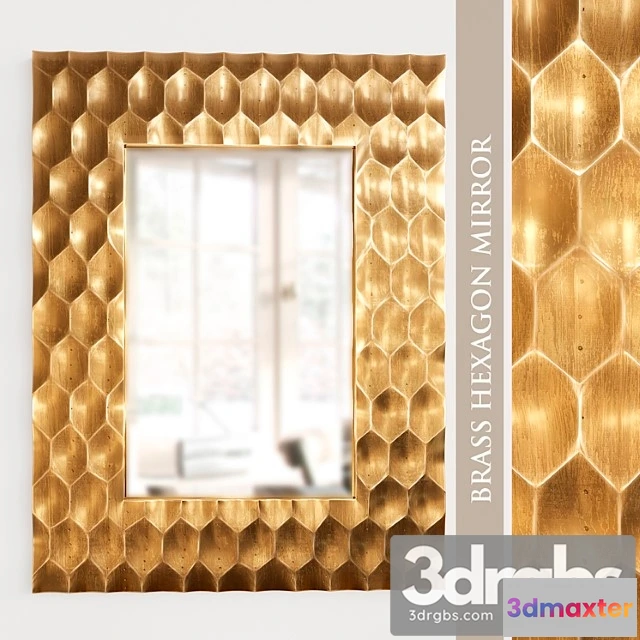 927390 - Brass hexagon mirror
