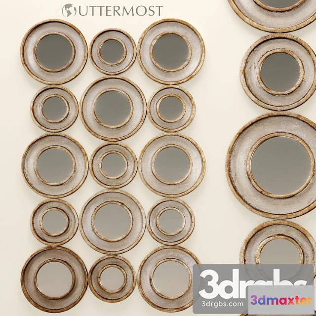 927730 - Mirror Circle Boards Wall Decor Aged Panel Decorative