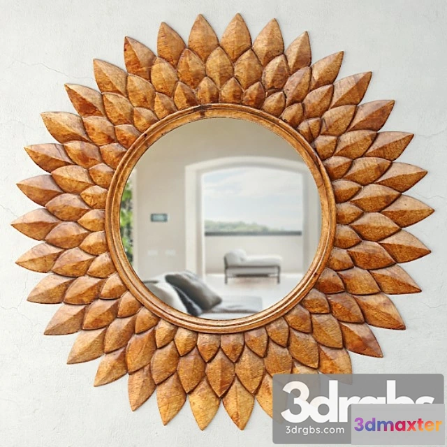927924 - Round carved lotus mirror