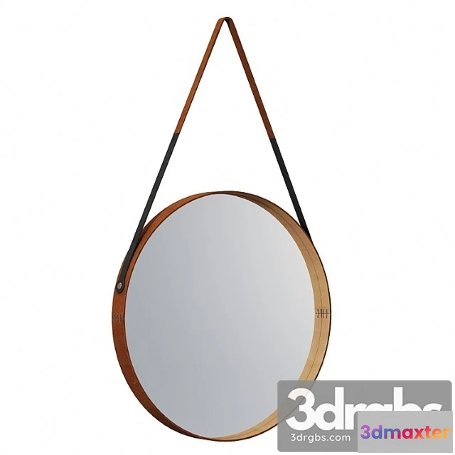 927926 - Round leather mirror