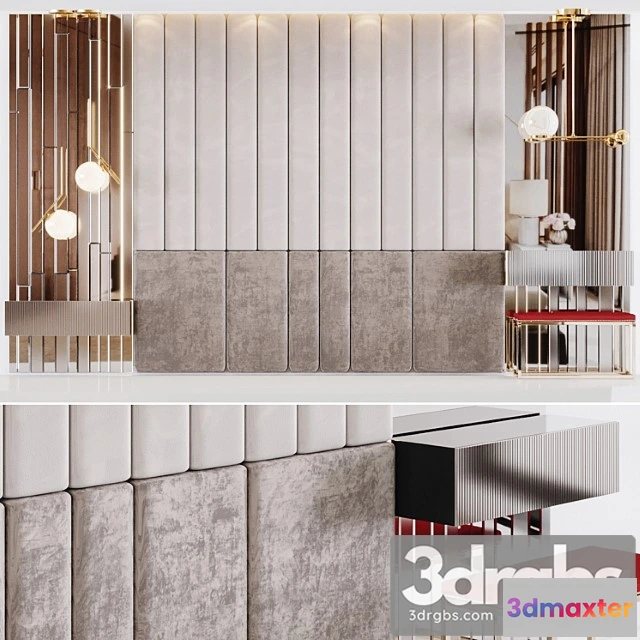 1021744 - Headboard decoration with bedside tables and light