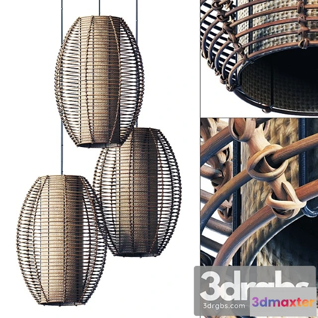 1021832 - Lamp wicker branch rattan barrel
