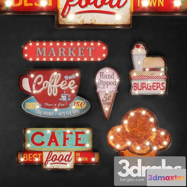 1021852 - Lighted metal sign set 24