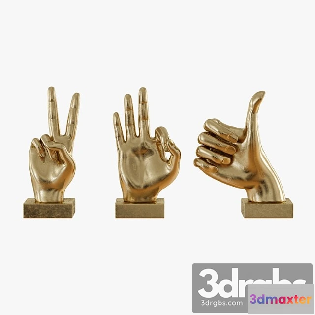 1021890 - Metallic hand 3 piece figurine set