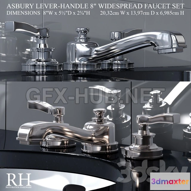 1072996 - ASBURY LEVER-HANDLE 8 WIDESPREAD FAUCET SET - 206553