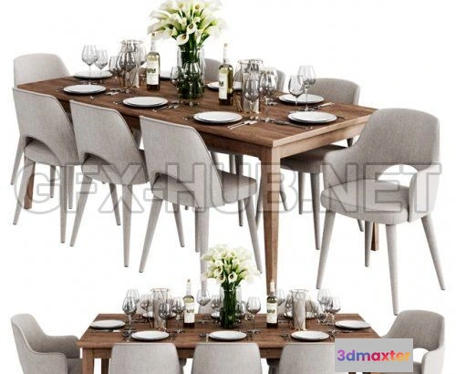 1077406 - Coco Republic Dinning Set 3d model - 210963