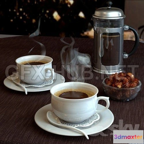1077426 - Coffee and coffee maker 3d model - 210983
