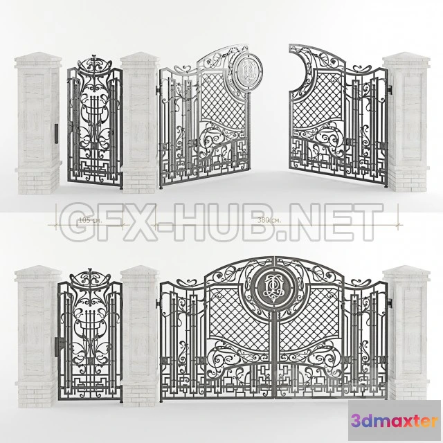 1081262 - Forged gate with a gate and pillars - 214819