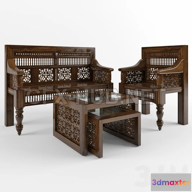1082498 - Hand Carved Settee - 216055