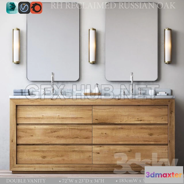 1089988 - RECLAIMED RUSSIAN OAK DOUBLE VANITY - 223545