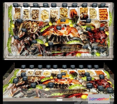 1091502 - Showcase with seafood (maxobj) 3d model - 225059
