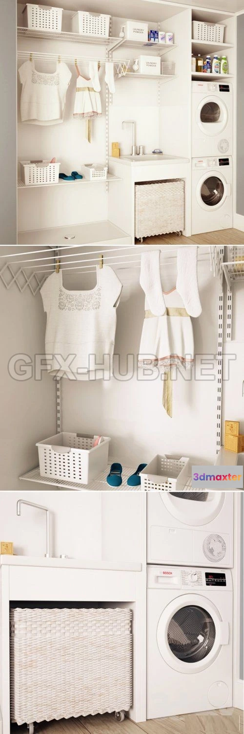 1094980 - Washing and drying machine Bosch I Laundry 3D model - 228537