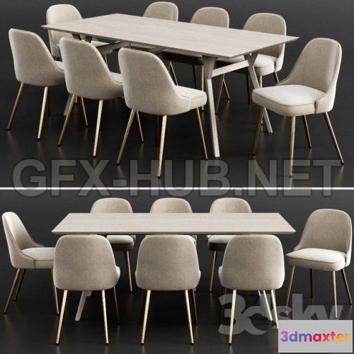 1095078 - West Elm Dinning Set 11 3d model - 228635