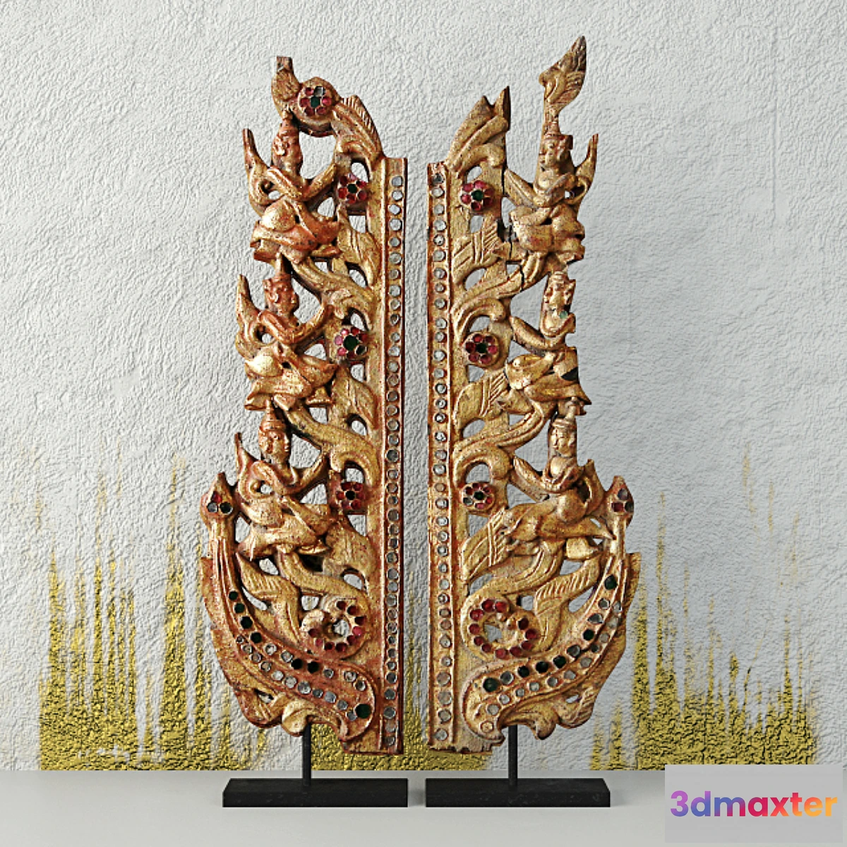 1284752 - Antique Burmese Wooden Fragments 3D Max