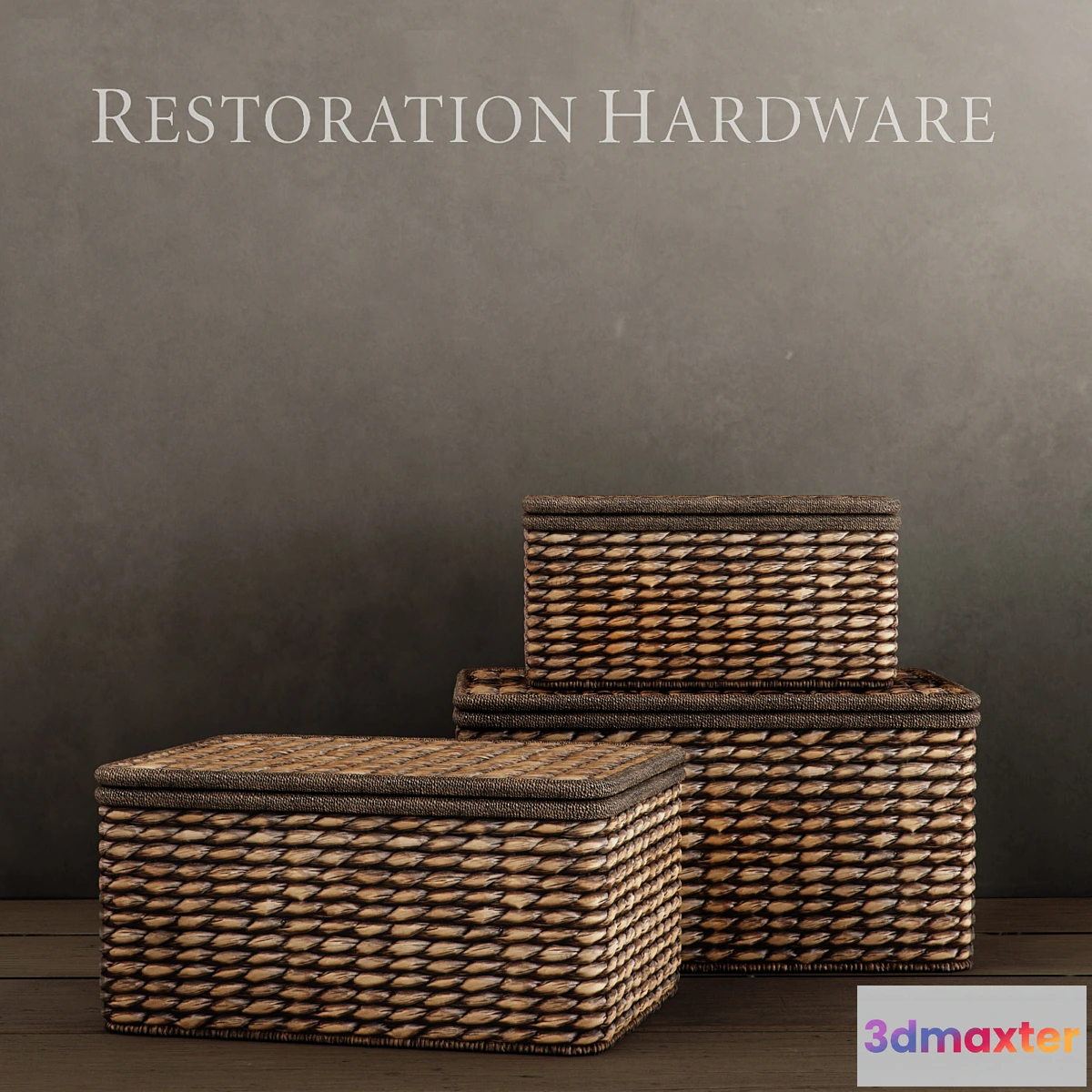 1285480 - RH _ SEAGRASS STORAGE BOXES CHOCOLATE 3D Max