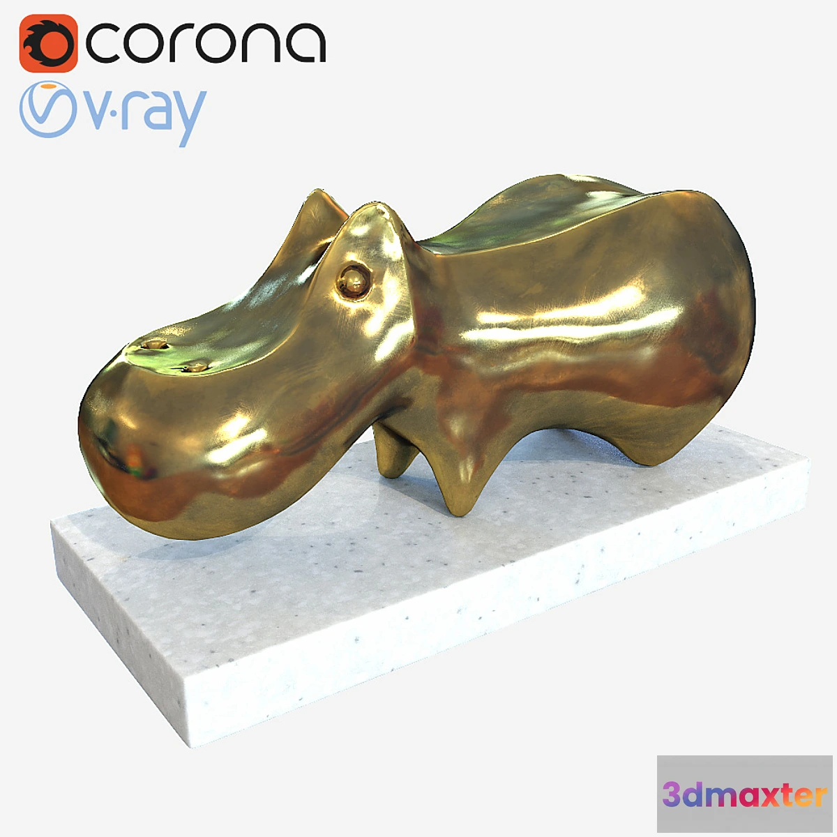 1285646 - Jonathan Adler Brass Hippo 3D Max