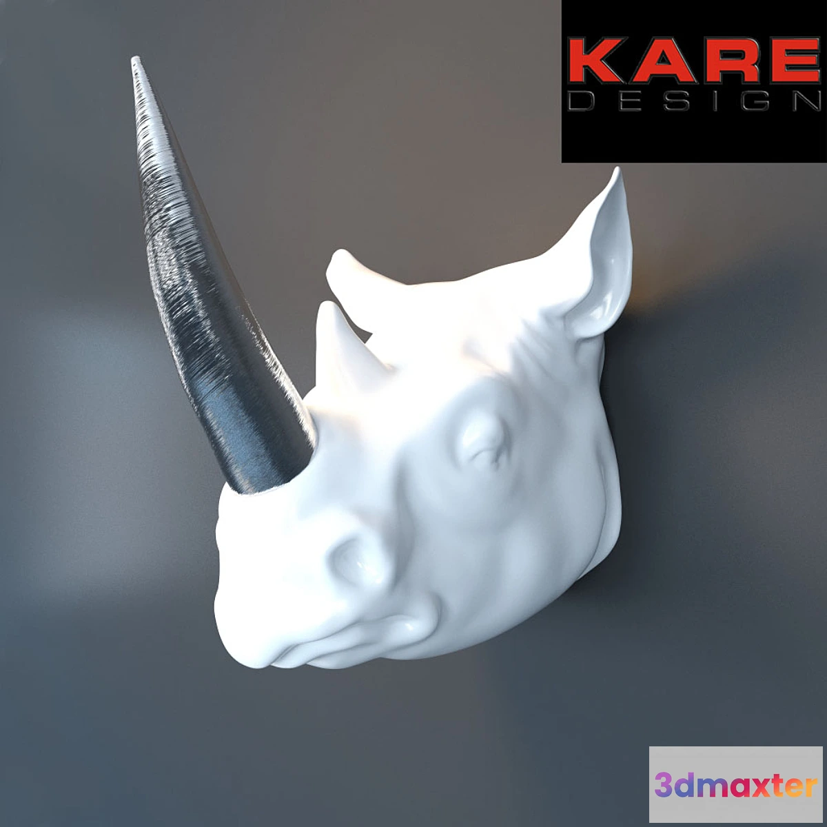 1288142 - Deco Head Silver Horn Rhino 3D Max
