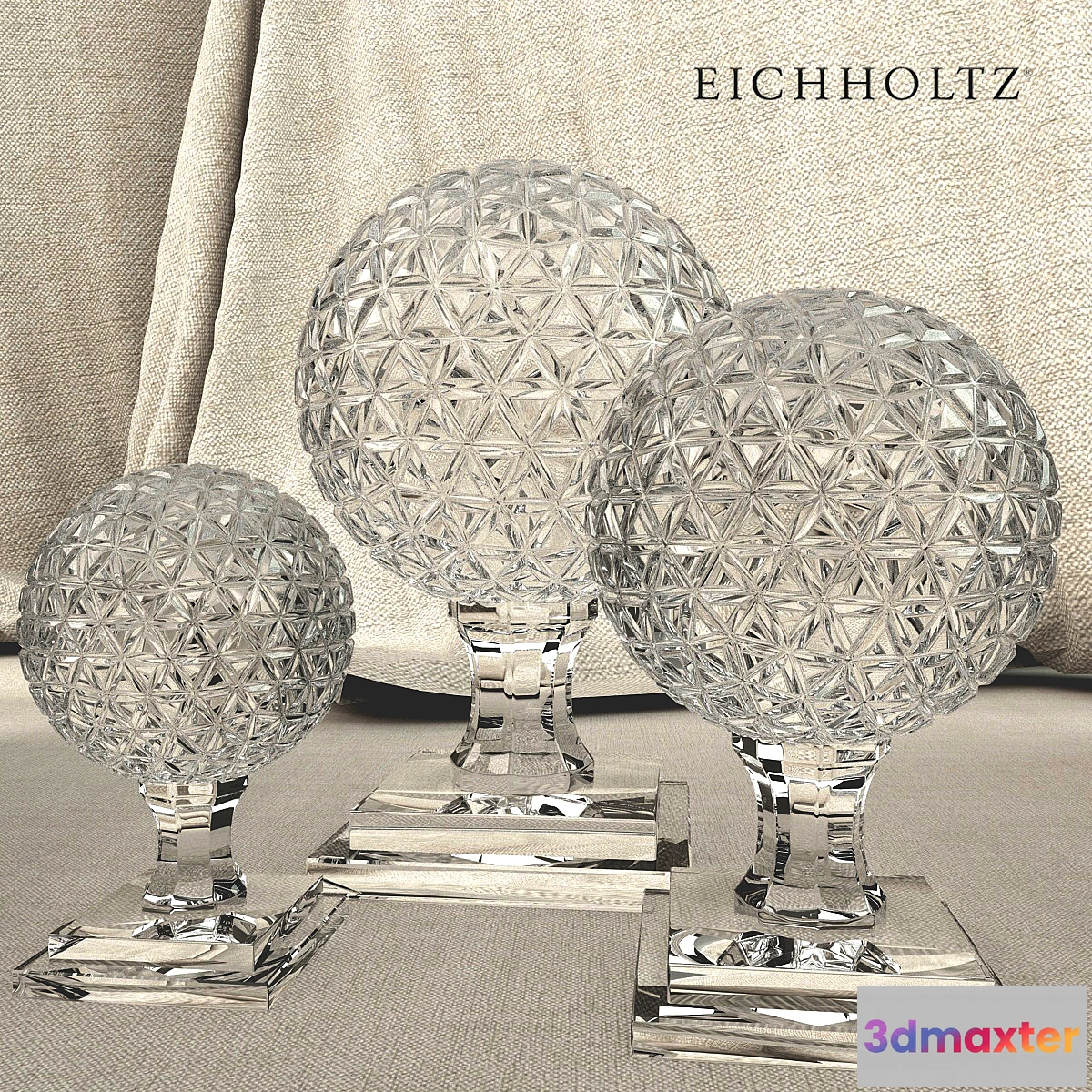 1289388 - Eichholtz Glass Arabesque Objects Set Of 3 3D Max