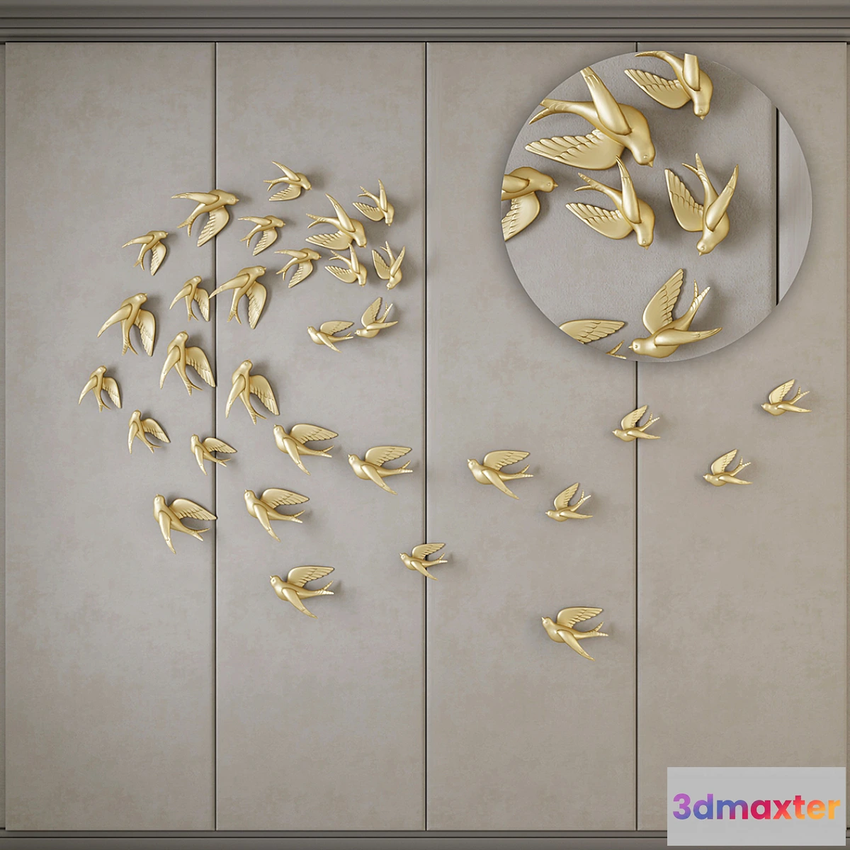 1294554 - Decorative panels with birds 3D Max