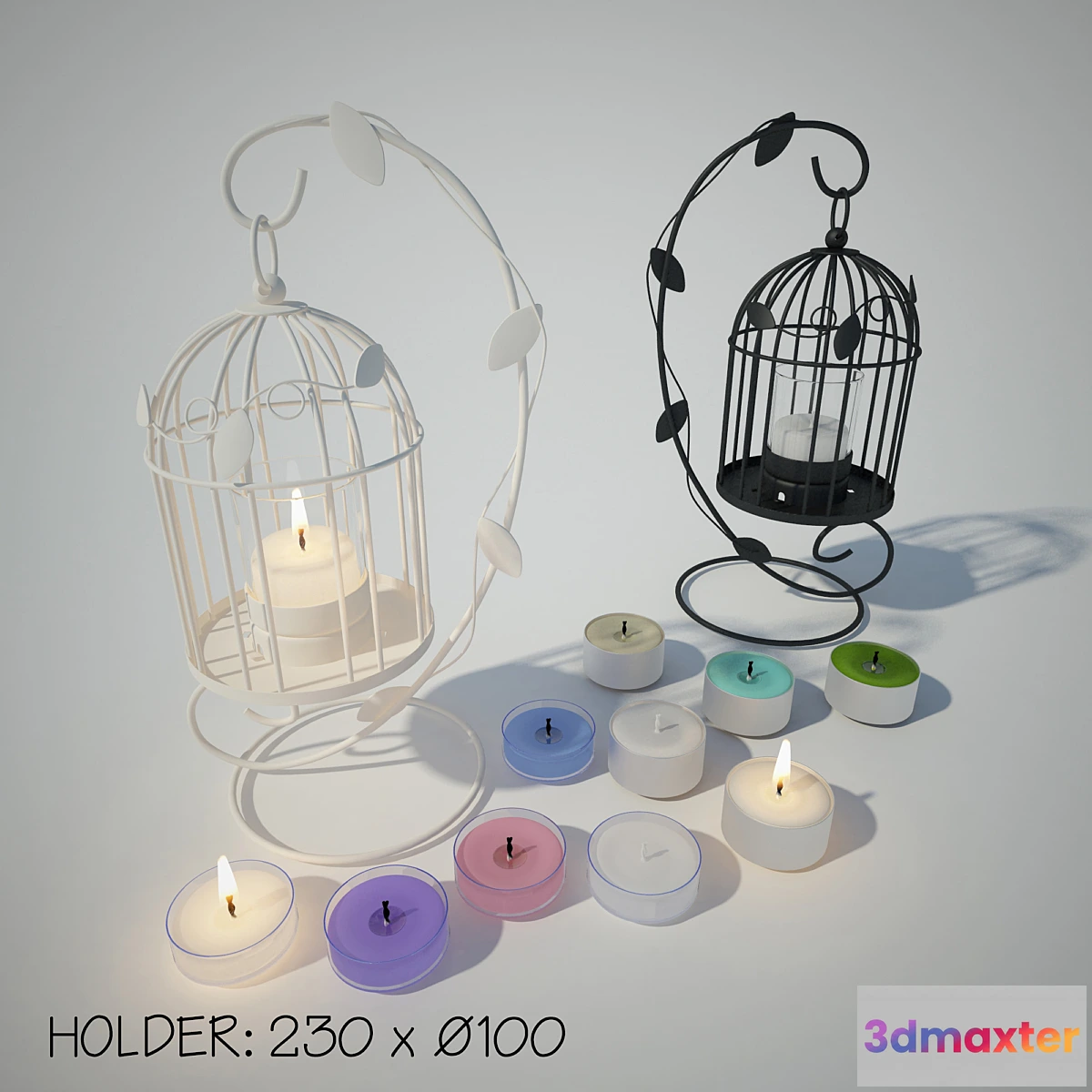 1295330 - Tealight Lantern + Stand  Classic Birdcage 3D Max