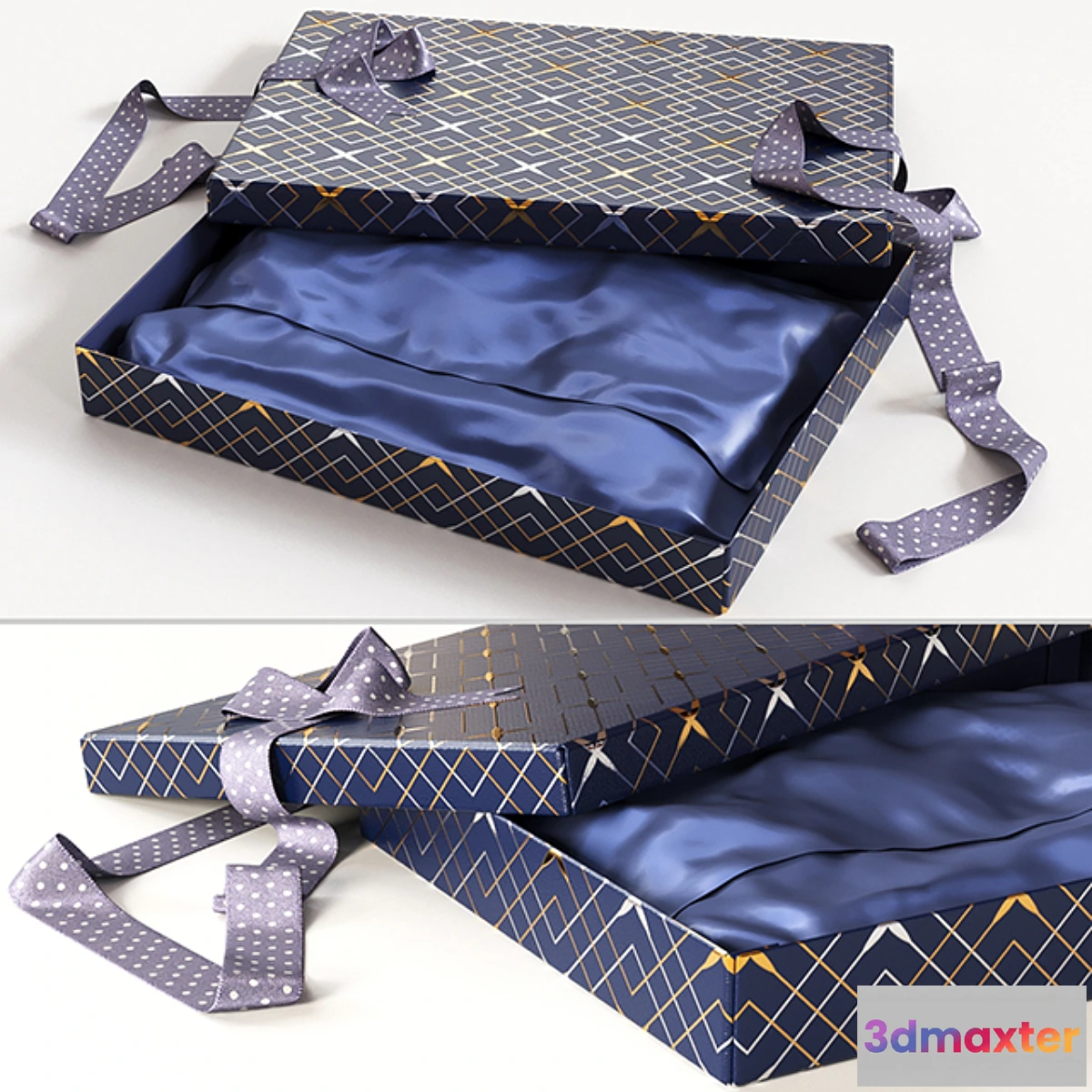 1296047 - Open gift box with ribbon 3D Max