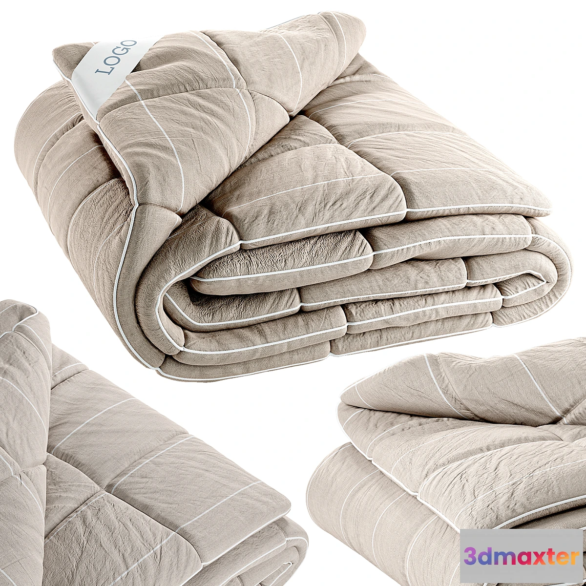 1296178 - Folded Duvet with Label 3D Max