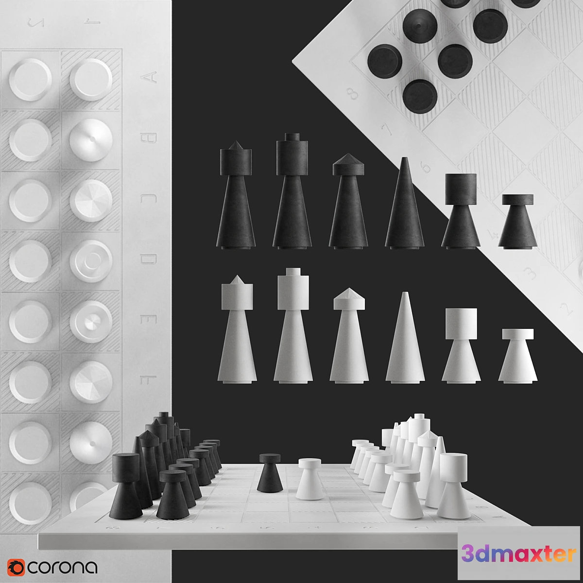 1305734 - Concrete chess 3D Max