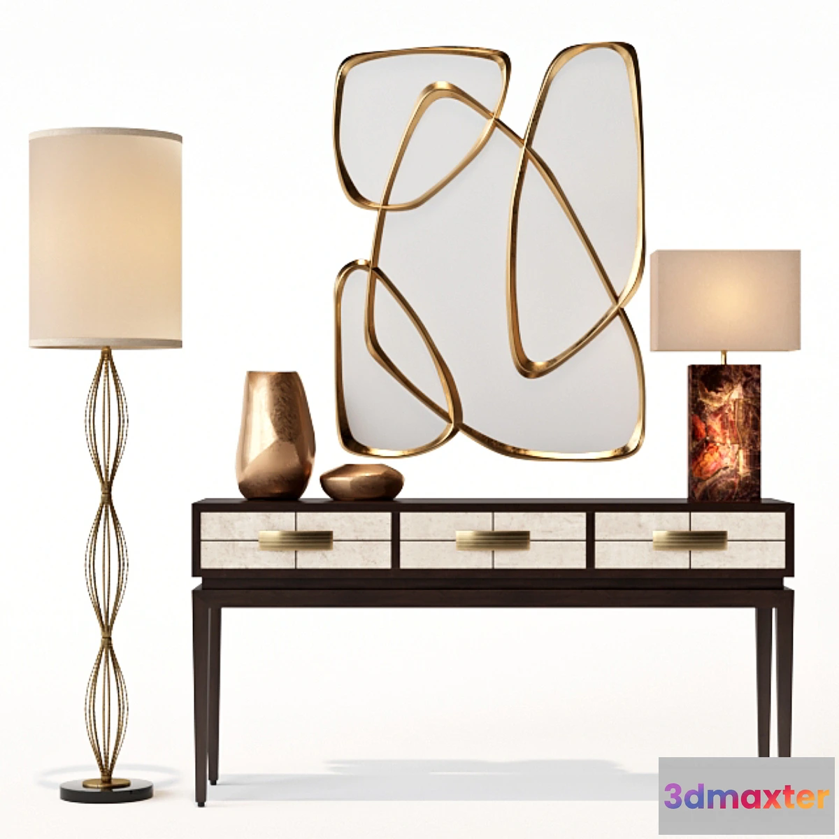 1307988 - Allegro Three-Drawer Console Table 3D Max